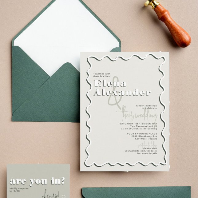 Invitation Mariage de Taupe verte à carreaux rétro (Créateur téléchargé)