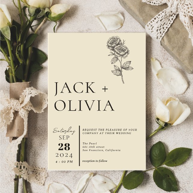 Invitation mariage de tendance fleur simple main (Créateur téléchargé)
