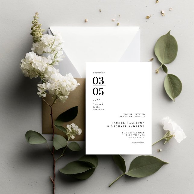 Invitation Mariage de tendance minimal en gras (Bold Minimal Trending Wedding Invitation.)