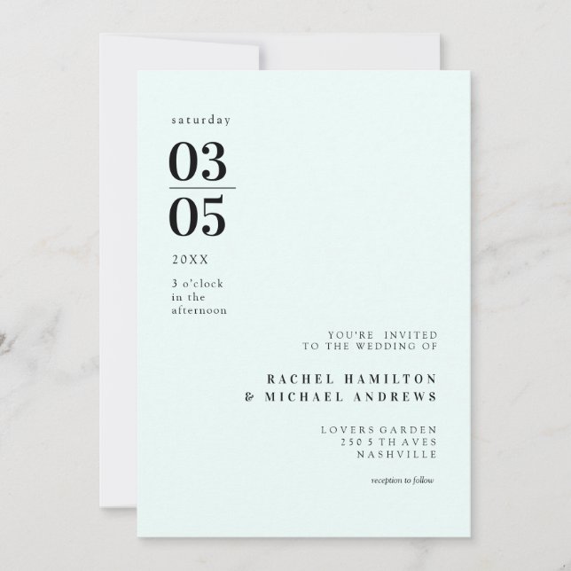 Invitation Mariage de tendance minimal en gras (Devant)