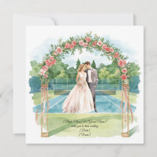 Invitation Mariage de tennis avec la mariée et le marié sur l