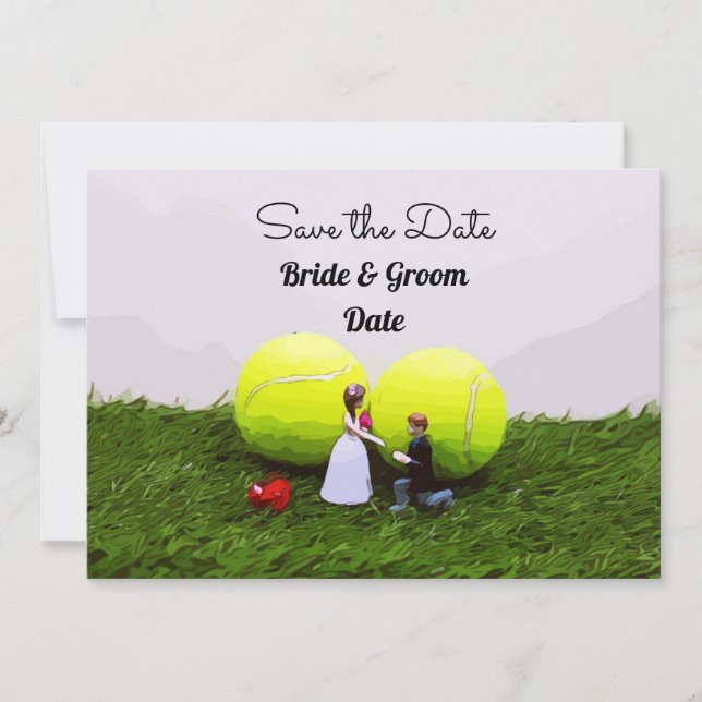 Invitation Mariage de tennis économisez la date avec la marié (Devant)