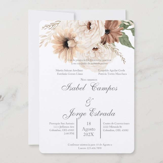 Invitation Mariage de terracota Boho (Devant)