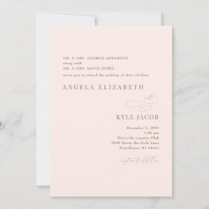 Invitation Mariage de texte Blush Gold simple et élégant