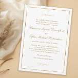 Invitation Mariage de texte classique Simple Elegance Gold<br><div class="desc">Faire-part de mariage de bon goût à la simplicité classique, ce design présente une fine bordure dorée entourant du texte doré et agrémentée de plumes calligraphiques. Vous pouvez ajouter, supprimer ou ajuster le placement du texte en fonction de vos besoins. L'arrière - plan blanc toujours populaire ajoute à la simplicité...</div>