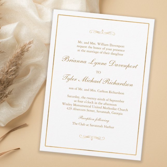 Invitation Mariage de texte classique Simple Elegance Gold (Créateur téléchargé)