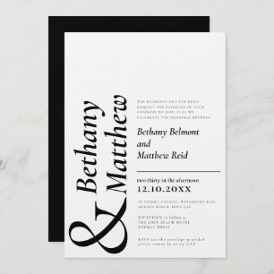 Invitation Mariage de texte en noir blanc monochrome minimali