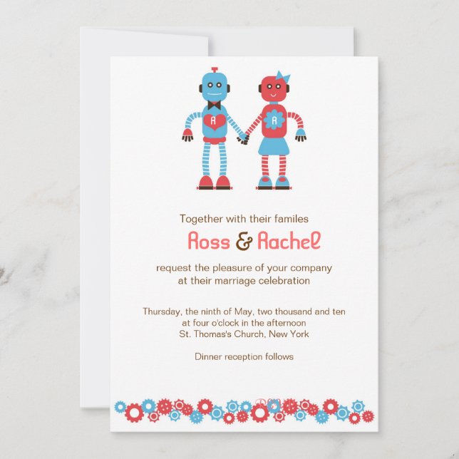 Invitation Mariage de thème Robot mignon (Devant)