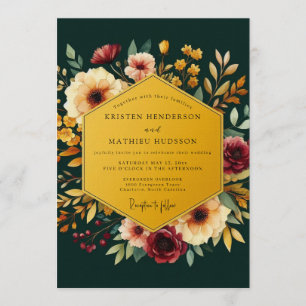 Invitation Mariage de ton de bijou Émeraude & Or