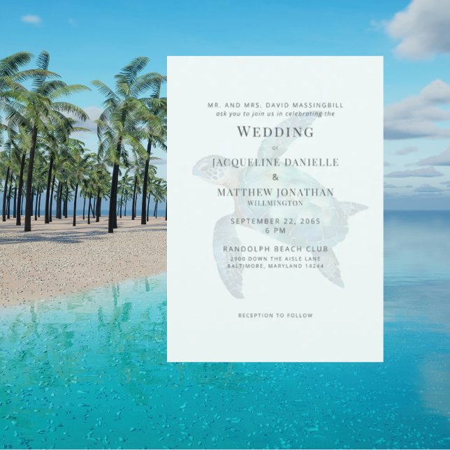 Invitation Mariage de tortue de mer Tropical Light (Créateur téléchargé)