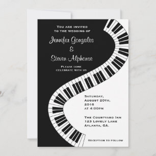 Invitation Mariage de touches de piano incurvées