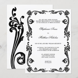 Invitation Mariage de tourbillons de fleurs cosmopolites