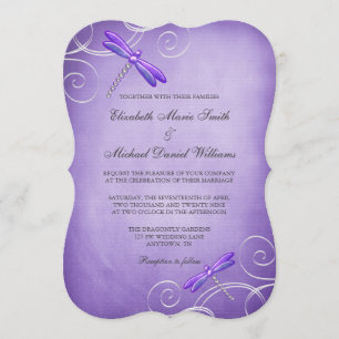Invitation Mariage de tourbillons de libellules violets