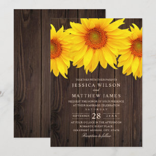 Invitation Mariage de tournesol Automne Rustic Country Grange