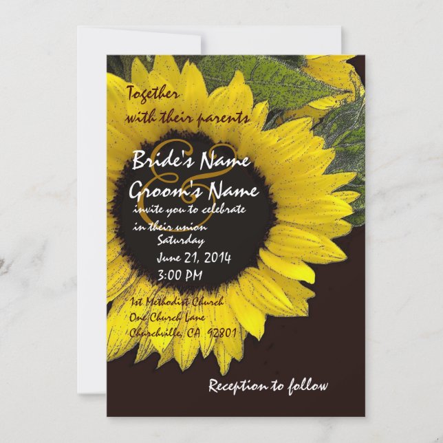 Invitation Mariage de tournesol brillant (Devant)