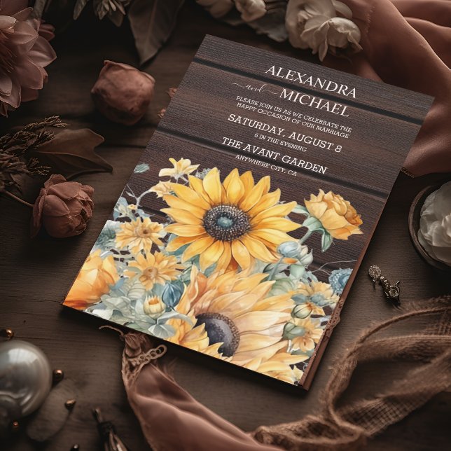 Invitation Mariage de tournesol d'aquarelle d'automne (Créateur téléchargé)