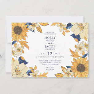 Invitation Mariage de tournesol d'aquarelle simple