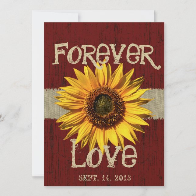 Invitation Mariage de tournesol de bois d'écorce et de burlap (Devant)