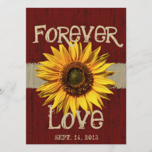 Invitation Mariage de tournesol de bois d'écorce et de burlap