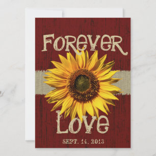 Invitation Mariage de tournesol de bois d'écorce et de burlap