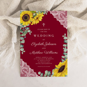 Invitation Mariage de tournesol de dentelle de Bourgogne