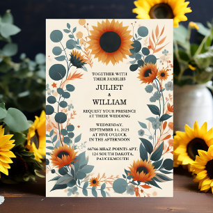 Invitation Mariage de tournesol de jardin rustique Plante