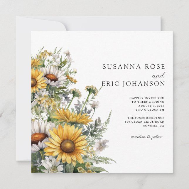 Invitation Mariage de tournesol de pays gras (Devant)