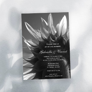 Invitation Mariage de tournesol du Jardin noir et blanc