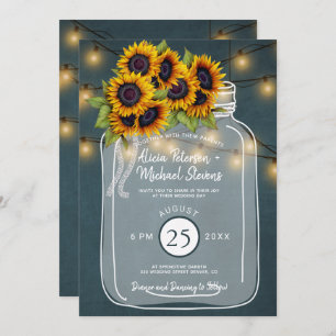 Invitation Mariage de tournesol en carton rustique