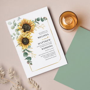 Invitation Mariage de tournesol floral botanique Eucalyptus