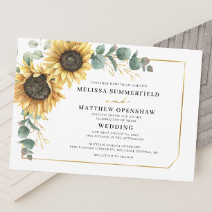 Invitation Mariage de tournesol floral botanique Eucalyptus