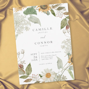 Invitation Mariage de tournesol floral rustique de fleur sauv