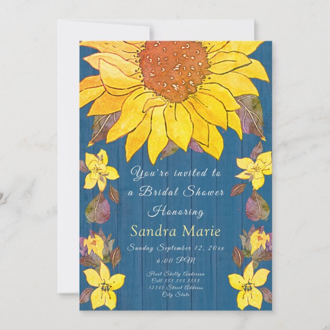 Invitation Mariage de tournesol floral rustique Invi Fête des (Devant)