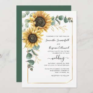 Invitation Mariage de tournesol géométrique fleuri