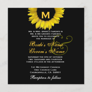 Invitation Mariage de tournesol jaune et noir