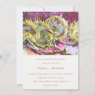 Invitation Mariage de tournesol rose-jaune rustique
