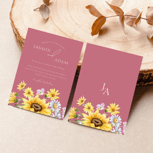 Invitation Mariage de tournesol rose magenta été