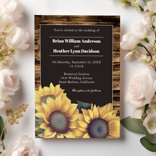 Invitation Mariage de tournesol rustique (Rustic Sunflower Wedding Invitation)