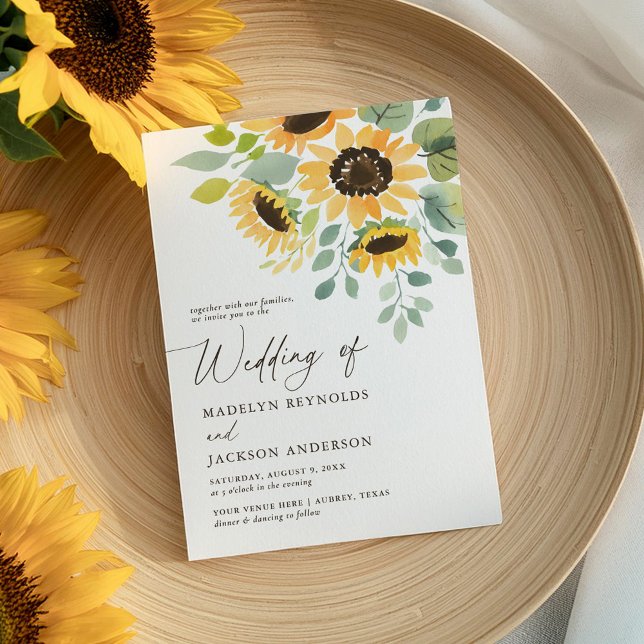 Invitation Mariage de tournesol rustique (Créateur téléchargé)