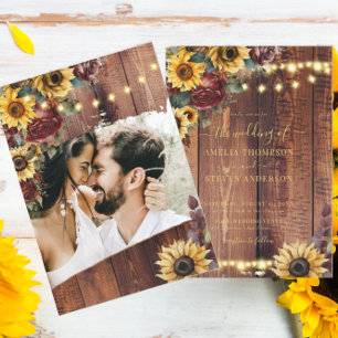 Invitation Mariage de tournesol rustique