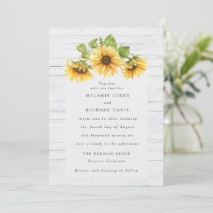 Invitation Mariage de tournesol rustique