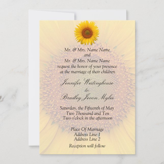 Invitation Mariage de tournesol Stationnaire Floral printemps (Devant)