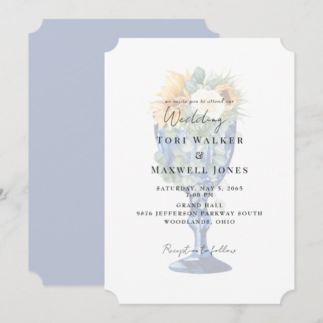 Invitation Mariage de tournesol toscan méditerranéen (Devant / Derrière)