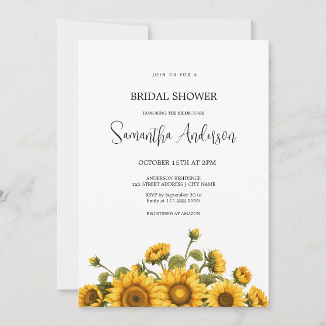 Invitation Mariage de tournesols (Devant)