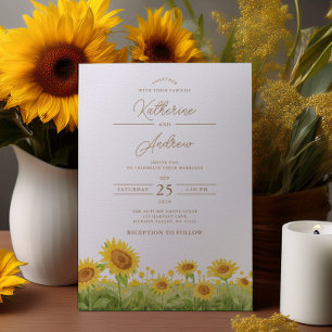 Invitation Mariage de tournesols aquarelle