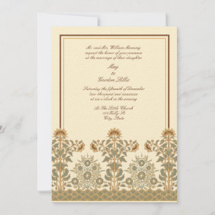 Invitation Mariage de tournesols Art Nouveau de l'époque vict