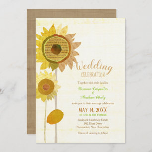Invitation Mariage de tournesols rustique Collage