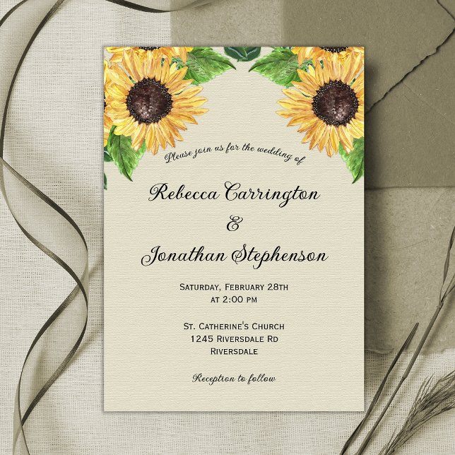 Invitation Mariage de tournesols rustiques (Créateur téléchargé)