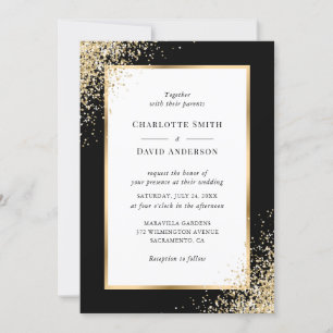 Invitation Mariage de trame de Confetti en or noir