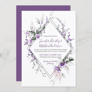 Invitation Mariage de trame de diamant violet et transparent